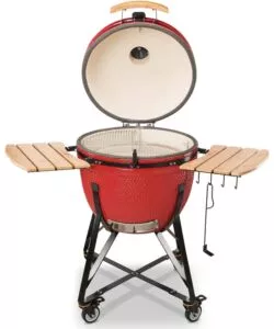 BARBECUE A CARBONE KAMADO BONO "LIMITED 25" IN CERAMICA ROSSO CON ROTELLE 83X70X90 CM