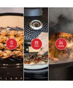 BARBECUE A CARBONE KAMADO BONO "LIMITED 25" IN CERAMICA ROSSO CON ROTELLE 83X70X90 CM