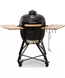BARBECUE A CARBONE KAMADO BONO "MEDIA 20" IN CERAMICA NERO CON ROTELLE 78X60X75 CM