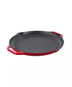 PIASTRA RIGATA KAMADO BONO IN GHISA SMALTATA ROSSA CON MANICI 34 CM