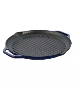 PIASTRA RIGATA KAMADO BONO IN GHISA SMALTATA BLU CON MANICI 34 CM