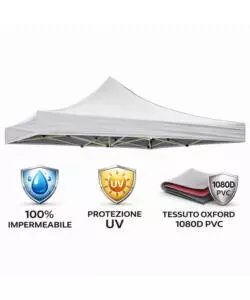 GAZEBO RICHIUDIBILE PIEGHEVOLE RIVIERA IN TESSUTO IMPERMEABILE E ANTI UV BIANCO 3X6 M
