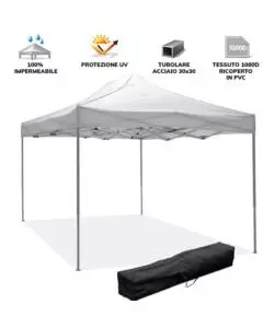 GAZEBO RICHIUDIBILE PIEGHEVOLE RIVIERA IN TESSUTO IMPERMEABILE E ANTI UV BIANCO 3X4,5 M