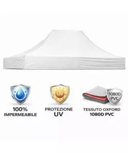 GAZEBO RICHIUDIBILE PIEGHEVOLE RIVIERA IN TESSUTO IMPERMEABILE E ANTI UV BIANCO 3X4,5 M
