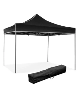 GAZEBO RICHIUDIBILE PIEGHEVOLE RIVIERA IN TESSUTO IMPERMEABILE E ANTI UV NERO 3X3 M