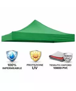 GAZEBO RICHIUDIBILE PIEGHEVOLE RIVIERA IN TESSUTO IMPERMEABILE E ANTI UV VERDE 3X3 M