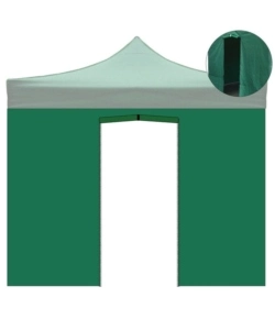 TELO LATERALE CON PORTA AVVOLGIBILE PER GAZEBO RIVIERA IN TESSUTO IMPERMEABILE E ANTI UV VERDE 3X3 M