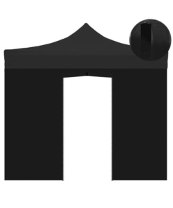 TELO LATERALE CON PORTA AVVOLGIBILE PER GAZEBO RIVIERA IN TESSUTO IMPERMEABILE E ANTI UV NERO 3X3 M