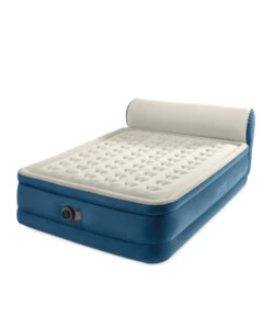 MATERASSO MATRIMONIALE GONFIABILE INTEX "SILKY BED" BEIGE E BLU CON TESTIERA E POMPA ELETTRICA INTEGRATA 229X152X79 CM - COD. 64460ND