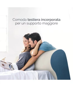 MATERASSO MATRIMONIALE GONFIABILE INTEX "SILKY BED" BEIGE E BLU CON TESTIERA E POMPA ELETTRICA INTEGRATA 229X152X79 CM - COD. 64460ND