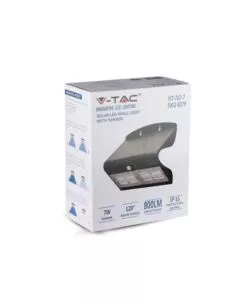 LAMPADA LED SOLARE A MURO DA ESTERNO VTAC NERO 4000K