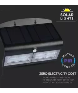 LAMPADA LED SOLARE A MURO DA ESTERNO VTAC NERO 4000K