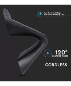 LAMPADA LED SOLARE A MURO DA ESTERNO VTAC NERO 4000K