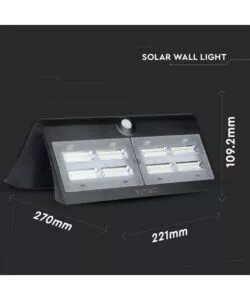 LAMPADA LED SOLARE A MURO DA ESTERNO VTAC NERO 4000K