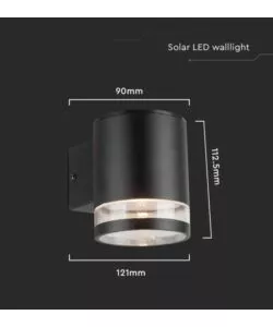 APPLIQUE LED DA ESTERNO VTAC NERO CON SENSORE DI MOVIMENTO 3000K