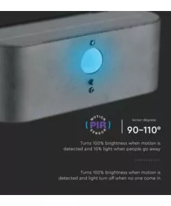 APPLIQUE LED DA ESTERNO VTAC BIANCO CON SENSORE DI MOVIMENTO 3000K