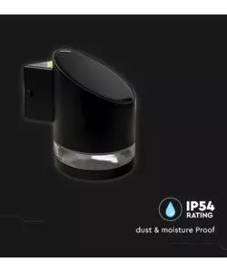 APPLIQUE LED DA ESTERNO VTAC NERO CILIDRICA OBLIQUA 3000K