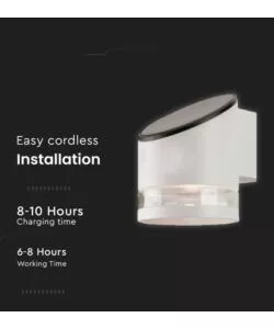 APPLIQUE LED DA ESTERNO VTAC BIANCO CILIDRICA OBLIQUA 3000K