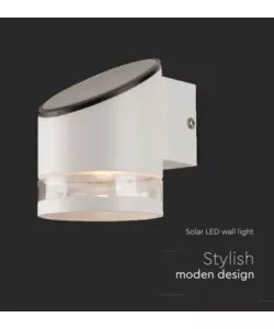 APPLIQUE LED DA ESTERNO VTAC BIANCO CILINDRICA OBLIQUA CON SENSORE 3000K