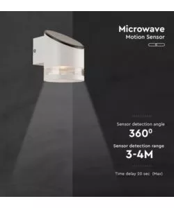 APPLIQUE LED DA ESTERNO VTAC BIANCO CILINDRICA OBLIQUA CON SENSORE 3000K