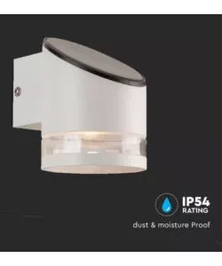 APPLIQUE LED DA ESTERNO VTAC BIANCO CILINDRICA OBLIQUA CON SENSORE 3000K