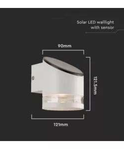 APPLIQUE LED DA ESTERNO VTAC BIANCO CILINDRICA OBLIQUA CON SENSORE 3000K