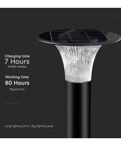 PALO LED SOLARE DA TERRA VTAC NERO 6000K+4000K