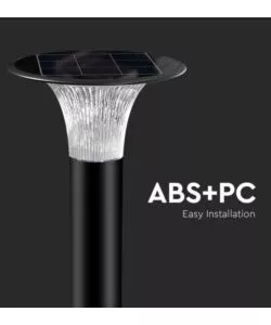 PALO LED SOLARE DA TERRA VTAC NERO 6000K+4000K