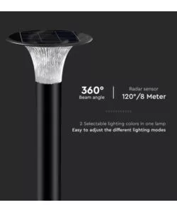 PALO LED SOLARE DA TERRA VTAC NERO 6000K+4000K