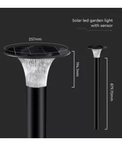 PALO LED SOLARE DA TERRA VTAC NERO 6000K+4000K