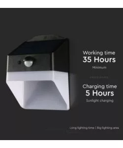 APPLIQUE LED DA ESTERNO VTAC NERO CON SENSORE 4000K