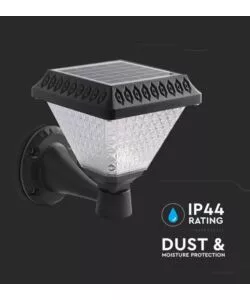 APPLIQUE LED SOLARE VTAC NERO A PIRAMIDE CON TELECOMANDO 3IN1