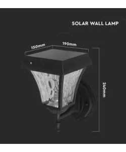 APPLIQUE LED SOLARE A MURO DA ESTERNO VTAC NERO 3000+4000+6000K