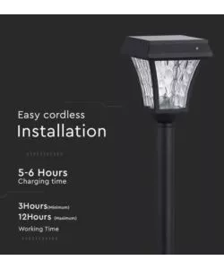 PALO LED SOLARE  DA ESTERNO VTAC NERO 3000+4000+6000K