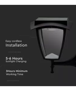 APPLIQUE LED SOLARE VTAC NERO 3000+6000K