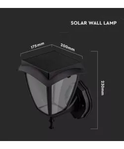 APPLIQUE LED SOLARE VTAC NERO 3000+6000K