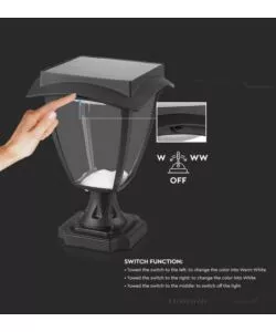 PALO LED SOLARE DA ESTERNO VTAC NERO 3000+6000K