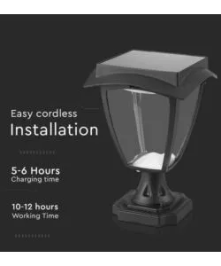 PALO LED SOLARE DA ESTERNO VTAC NERO 3000+6000K