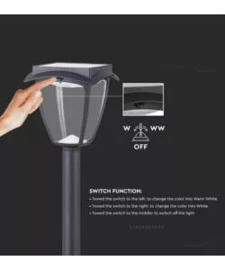 PALO LED SOLARE DA ESTERNO VTAC NERO 3000+6000K