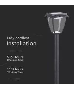 PALO LED SOLARE DA ESTERNO VTAC NERO 3000+6000K