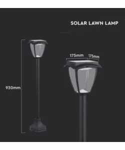 PALO LED SOLARE DA ESTERNO VTAC NERO 3000+6000K