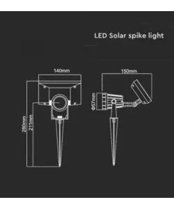PICCHETTO FARETTO LED SOLARE DA ESTERNO VTAC NERO 400K
