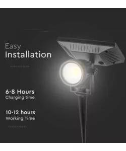 PICCHETTO FARETTO LED SOLARE DA ESTERNO VTAC NERO 6400K