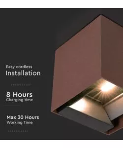 APPLIQUE LED SOLARE DA ESTERNO VTAC MARRONE 3000K