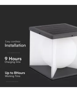 APPLIQUE LED SOLARE DA ESTERNO VTAC NERO CON TELECOMANDO 3000K 8W