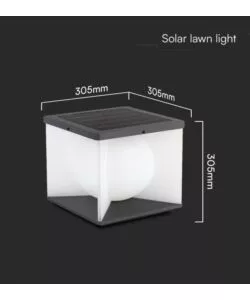 APPLIQUE LED SOLARE DA ESTERNO VTAC NERO CON TELECOMANDO 3000K 8W