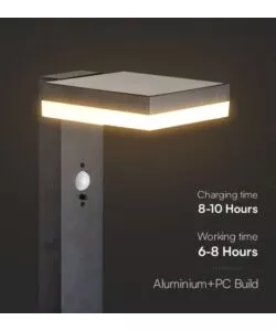 PIANTANA LED SOLARE DA ESTERNO VTAC QUADRATA NERO 3000K