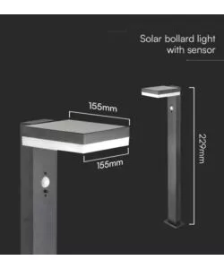 PIANTANA LED SOLARE DA ESTERNO VTAC QUADRATA NERO 3000K