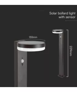 PIANTANA LED SOLARE DA ESTERNO VTAC NERO ROTONDA 3000K