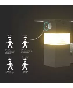 APPLIQUE LED SOLARE DA ESTERNO VTAC NERO CON SENSORE 3000K